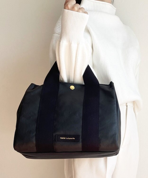 Hekhèr Le Style de Vie 新色追加【日本製 / 2WAY】PUコートコットンキャンバス トートバッグ medium ブラック