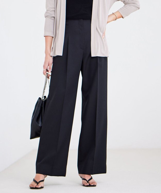 ICB 【洗える】ドライギャバ ワイドグルカパンツ ブラック系