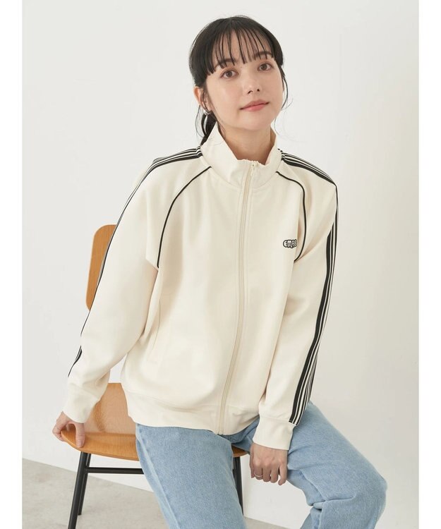 earth music&ecology スポーティー袖ラインブルゾン Ivory