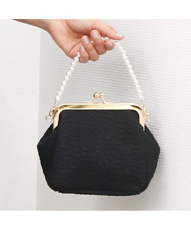 UNBILLION カシュカシュ cachecache / 2wayパールハンドル付きがま口パーティバッグ ブラック