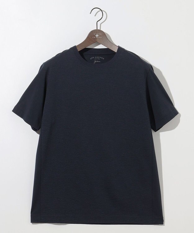 JOSEPH ABBOUD 【オーガニックコットン使用・日本製】JOEコットンサッカークルーネック Tシャツ ネイビー系