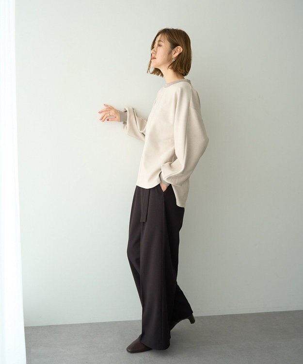 YECCA VECCA フェイクスエードデザインステッチプルオーバー Gray Beige