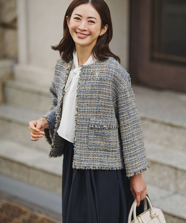 23区 L 【滝沢眞規子さん着用/Oggi掲載】ストレッチライトタイプライター 2WAY ボウタイブラウス アイボリー系