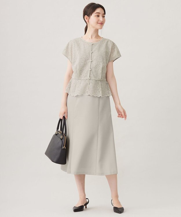 自由区 【カタログ掲載・洗える】レースブラウスコンビ ワンピース サンドベージュ