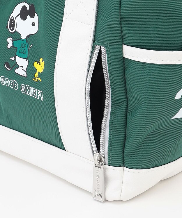 23区GOLF 【UNISEX】『PEANUTS』コラボ　保冷機能付きカートバッグ　JOE COOLのクールなイラスト グリーン系