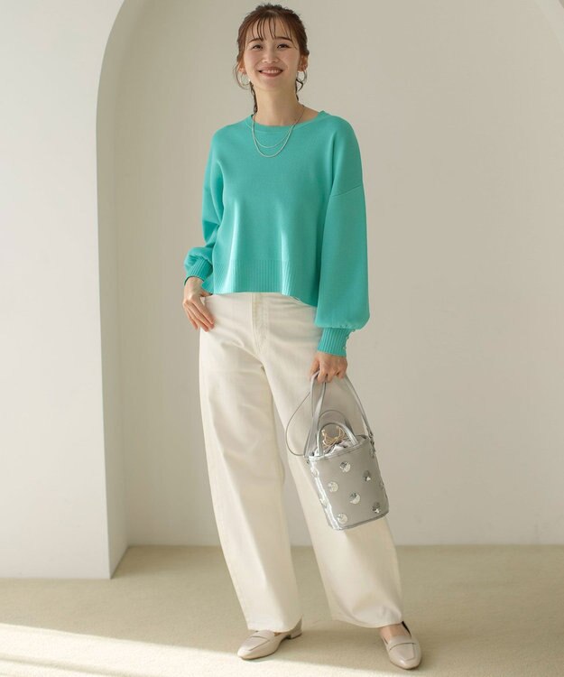 ANY SIS L 【花粉対策】ドルマン ニット エメラルドグリーン