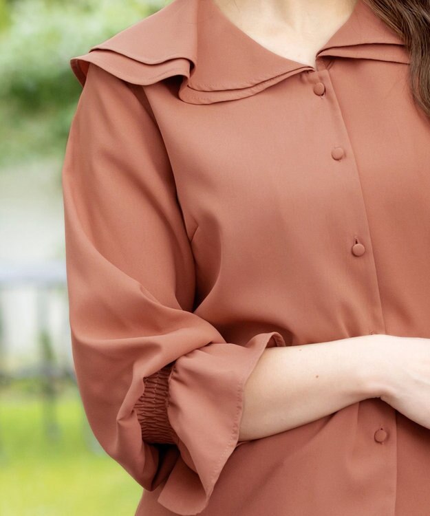 Tiaclasse L 【洗える】フレアカラーブラウス ピンク