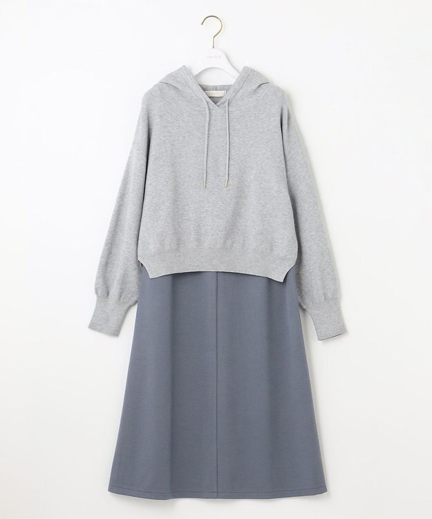 ANY SIS 【2SET】ニットパーカー×ジャンパースカート セット ブルーグレー