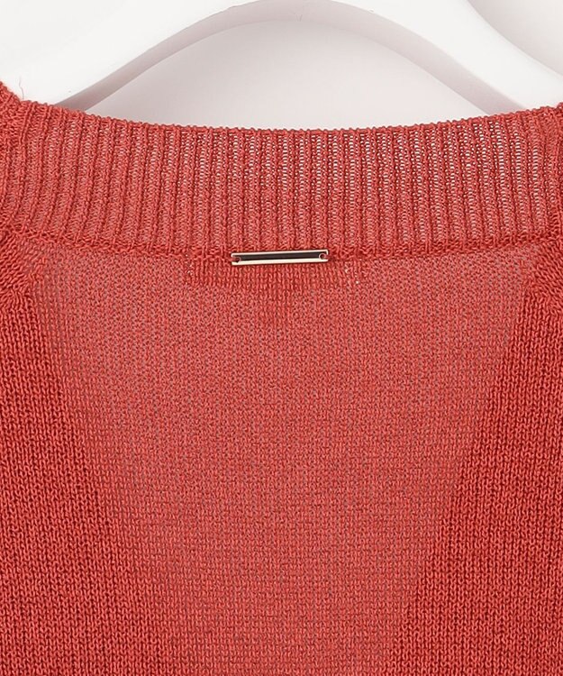 自由区 【洗える】ペーパーブレンドショート カーディガン レッド