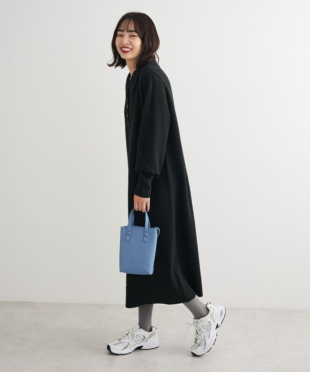 Green Parks 金釦ポロシャツニットワンピース Black