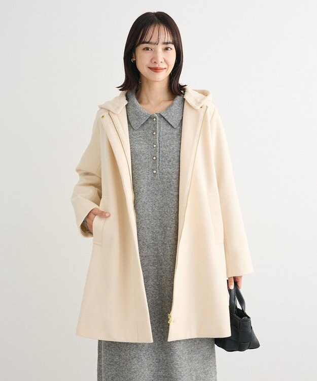 Green Parks 金釦ポロシャツニットワンピース Gray Mixture