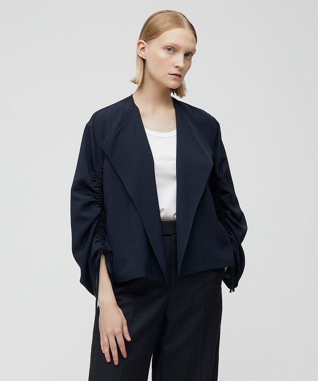 BEIGE， ZINNIA / ノーカラーブルゾン Navy