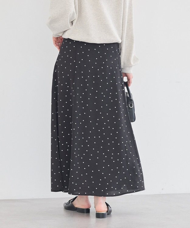 earth music&ecology サテンフレアスカート Black