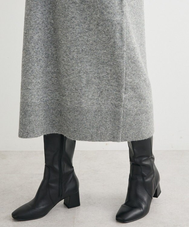 Green Parks 金釦ポロシャツニットワンピース Gray Mixture