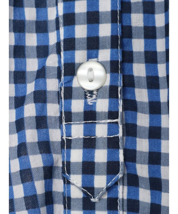 earth music&ecology コットンボイルギャザーワンピース Check Blue