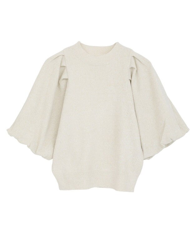 earth music&ecology ラメモールパフスリニットプルオーバー Ivory