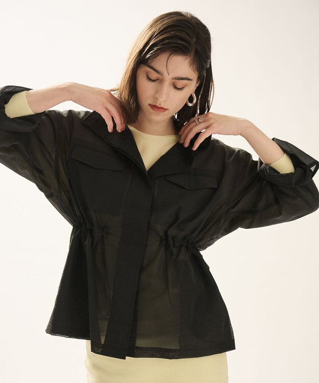 uncrave シアーオーガンジー ミリタリーブルゾン ブラック