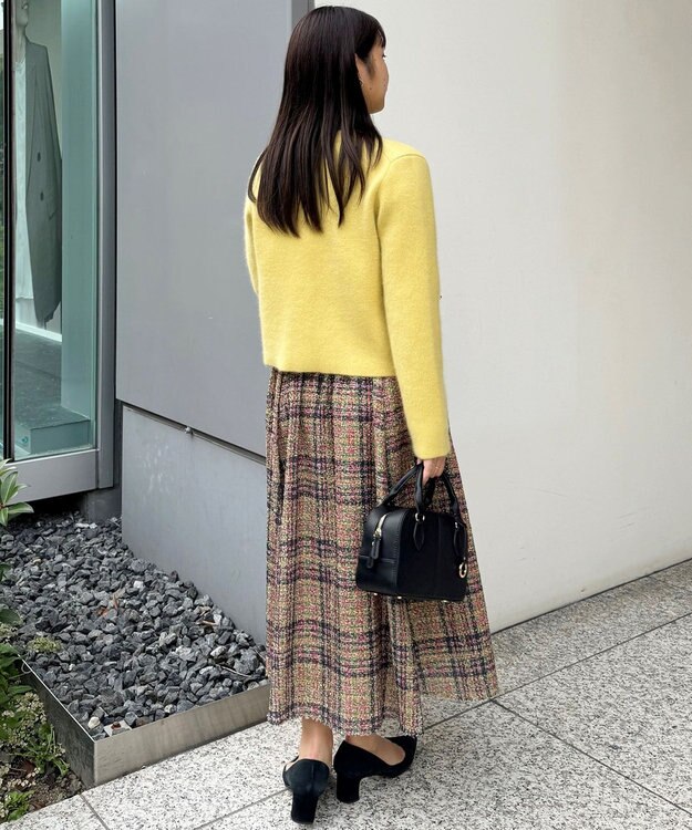 組曲 ギミックチェックツイード ワンピース イエローミックス系5