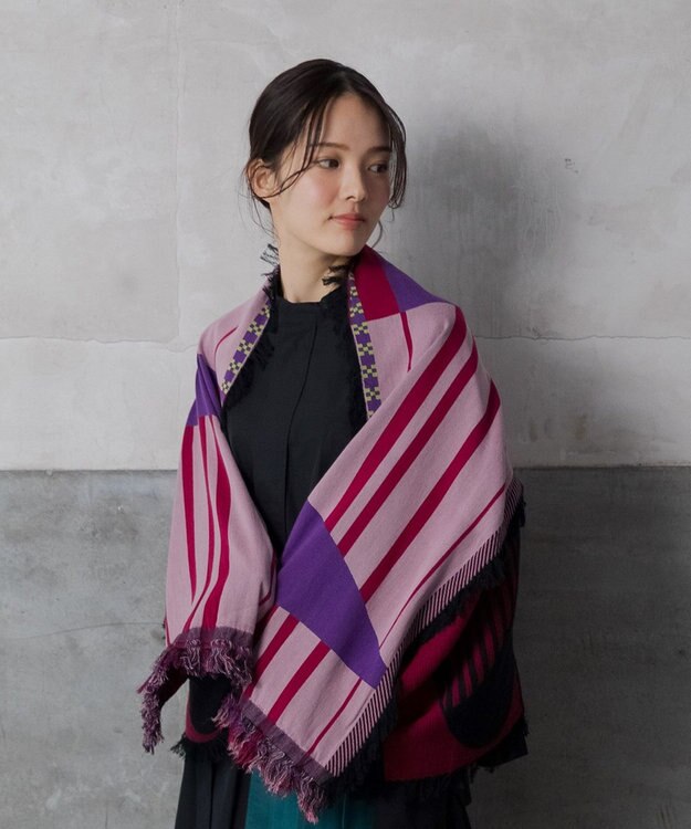 POLS コットン HORIZON  モヒカン ストール ピンク