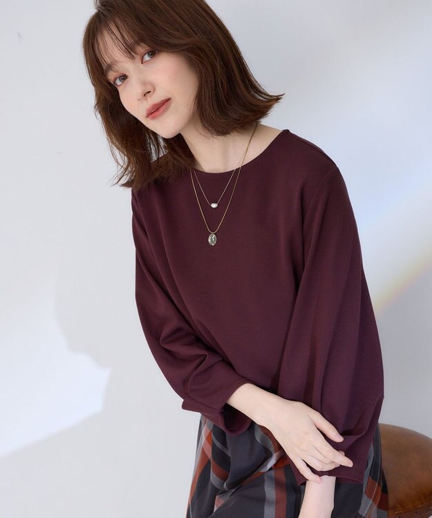 ANY L 【洗濯機可】タックスリーブ プルオーバー ボルドー