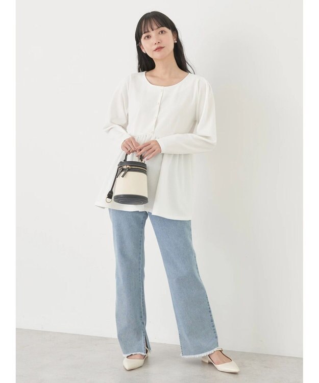 earth music&ecology ペプラムカットプルオーバー Off White