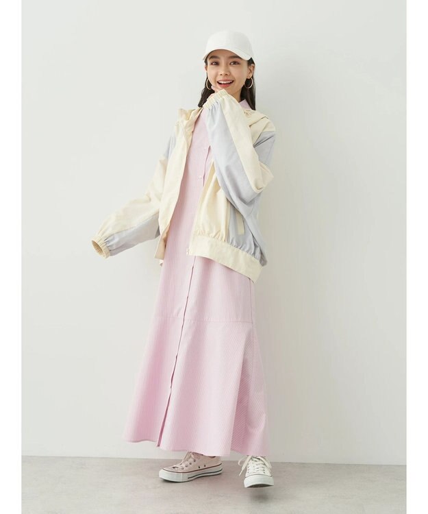 earth music&ecology コクーンギャザー切替ブルゾン Ivory