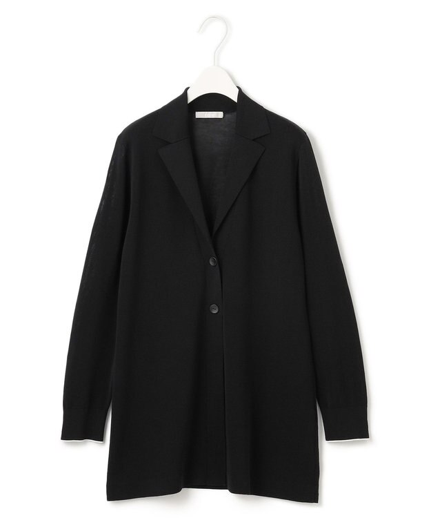 ICB 【洗える】ドライコットンアセテート ニットジャケット ブラック系