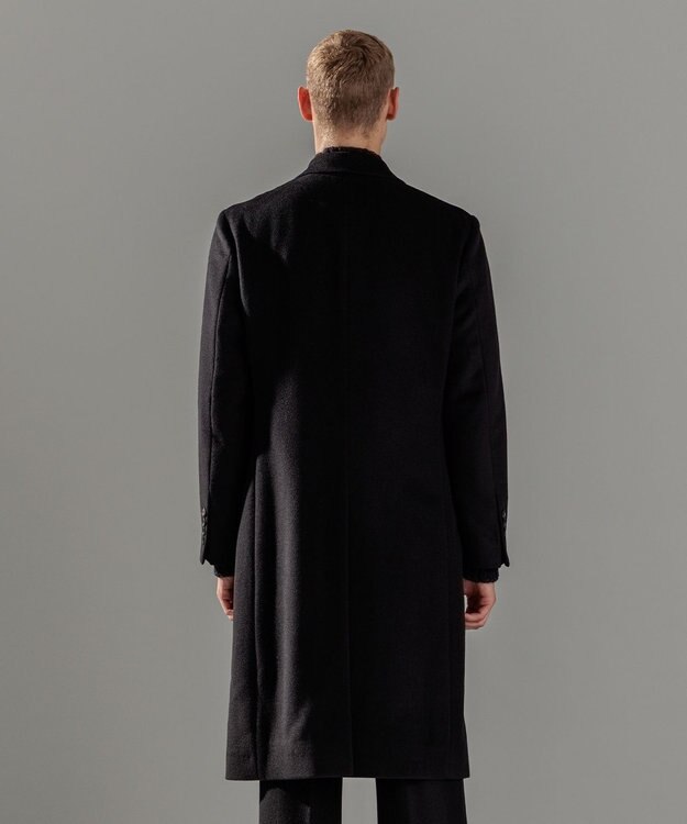 JOSEPH HOMME 【WEB限定】グロッシーウール　ダブルブレストチェスターコート ブラック系