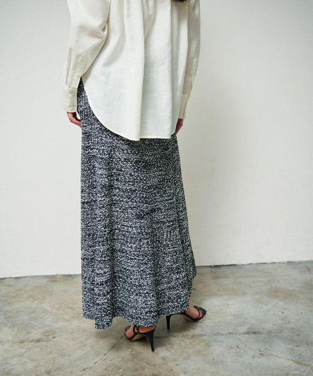 GRACE CONTINENTAL ネップツイードニットスカート ブラック