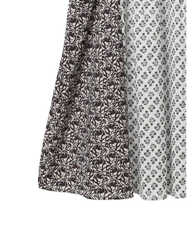 CRAFT STANDARD BOUTIQUE インド綿混エスニック切替ワンピース Charcoal Gray