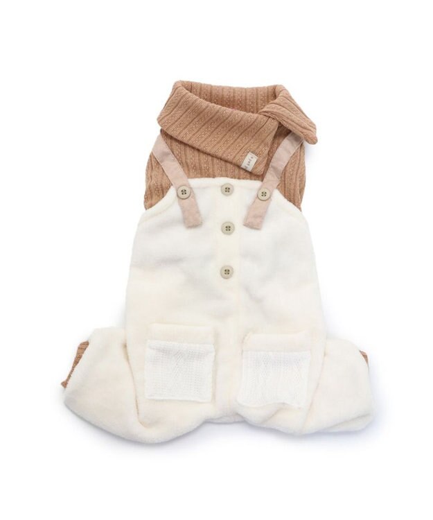 PET PARADISE 犬 服 つなぎ パンツ  【小型犬】 ニット ボア 茶系