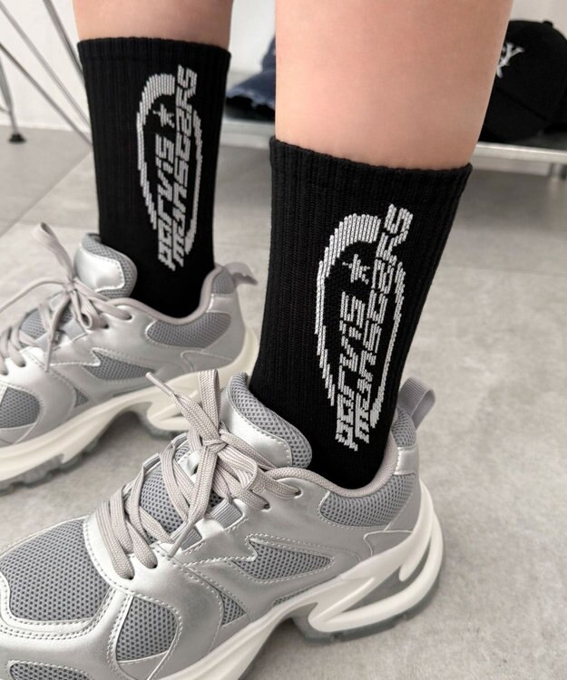 WEGO オーバルロゴデザインソックス ブラック