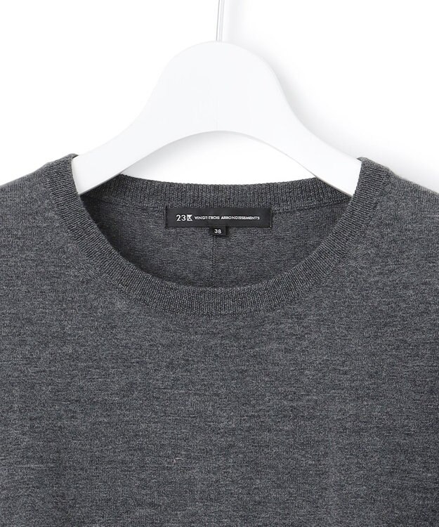 23区 S 【洗える】ウーステッドウール カラーブロック ニット チャコール×ピンク