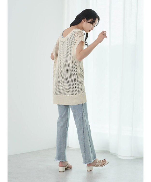 earth music&ecology Ｖネックメッシュベスト Ivory