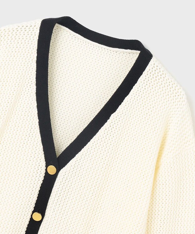 GRACE CONTINENTAL メッシュラインニットカーディガン ホワイト