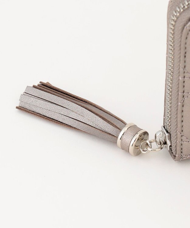 LA BAGAGERIE シープキルティング　ラウンドウォレット ガンメタリック