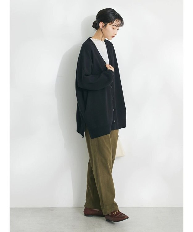 CRAFT STANDARD BOUTIQUE ＶネックＢＩＧシルエットカーディガン Black