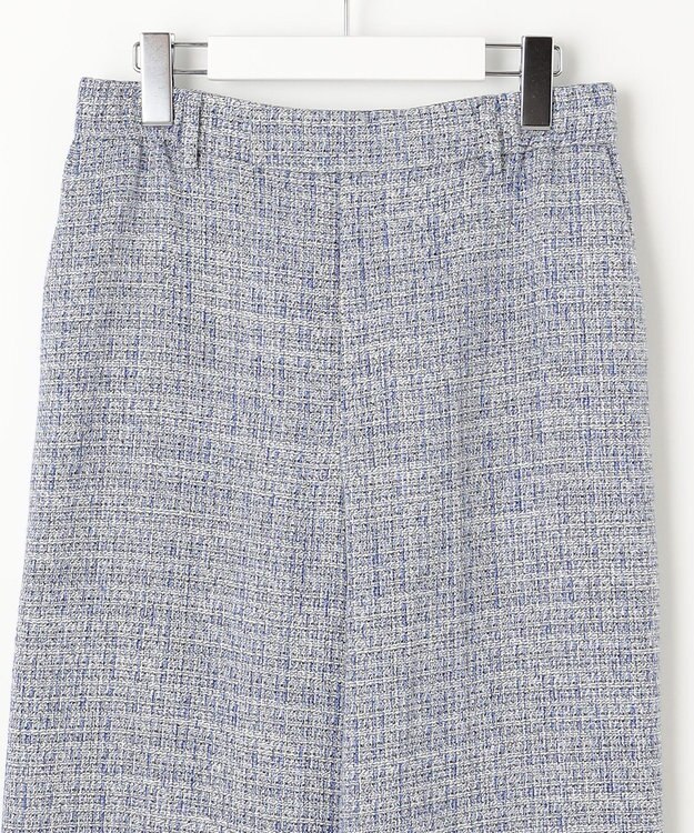 自由区 【セットアップ対応・洗える】ライトミックスツイードワイドストレート パンツ ライトブルー