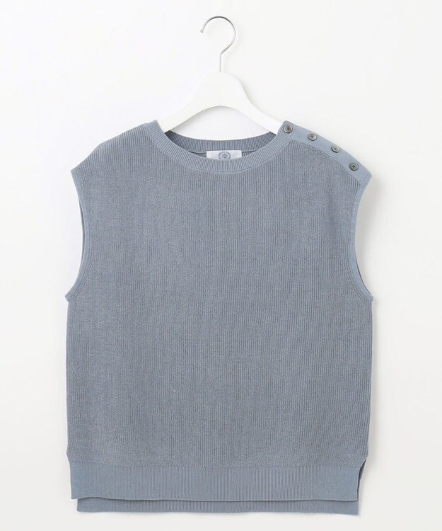 J.PRESS LADIES L 【洗える】GIMA COTTON ニット ベスト ダルブルー系