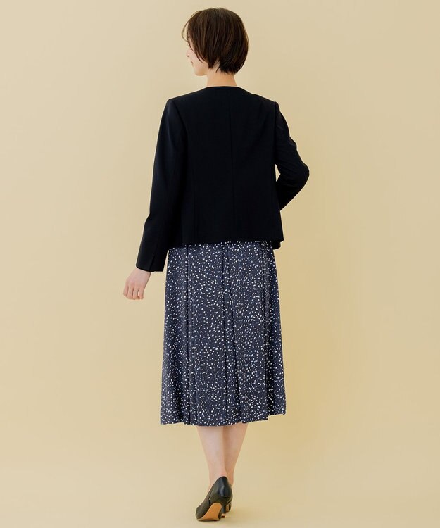 自由区 【好評につき追加生産/洗える】WASHABLEPONTE ノーカラージャケット ネイビー系