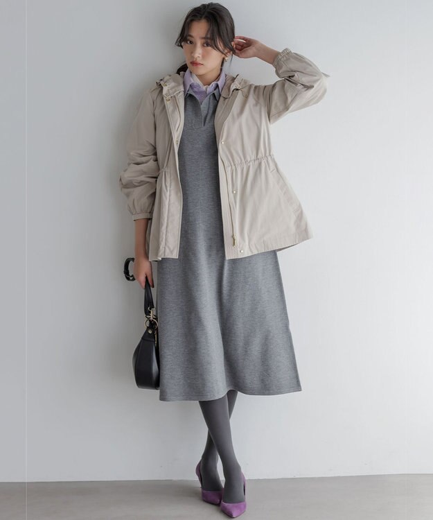 組曲 【加藤ローサさん着用】スキッパーニット ワンピース ライトグレー系