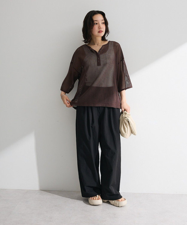 Green Parks 前後２ｗａｙコットンメッシュプルオーバー Brown