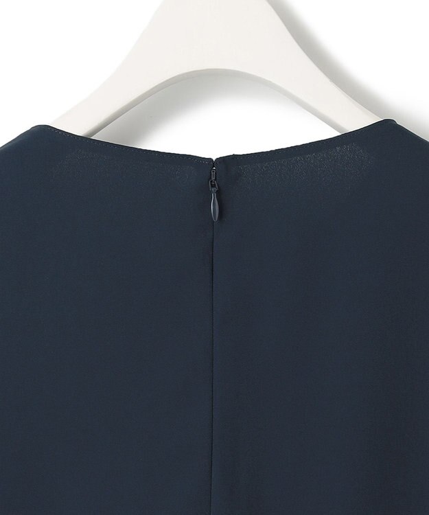 ICB 【洗える】ソフトジョーゼット　ランダムタックブラウス ネイビー系