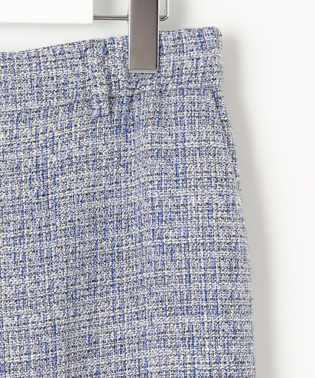 自由区 【セットアップ対応・洗える】ライトミックスツイードワイドストレート パンツ ライトブルー