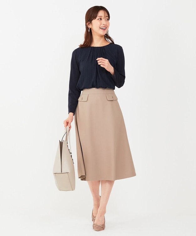 ANY SIS L 【吸水速乾・UVケア】コンフォートジャージー シフォンコンビ カットソー ネイビー