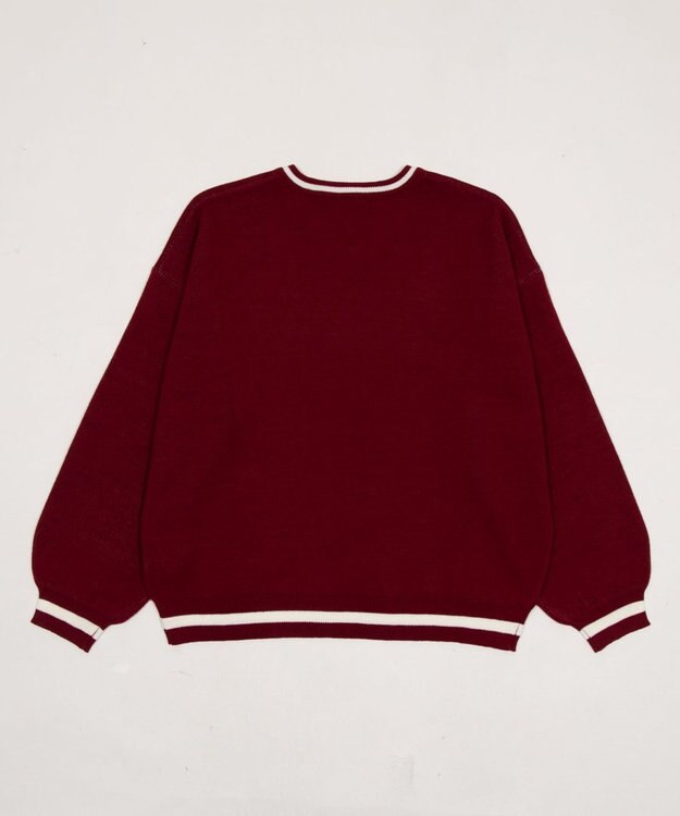 WEGO VネックグラフィックニットBIGプルオーバー ワイン