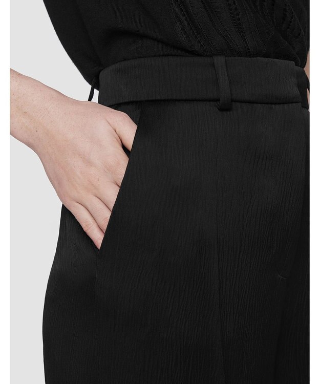 JOSEPH テクスチャードビスコース　ワイドトラウザーズ Black