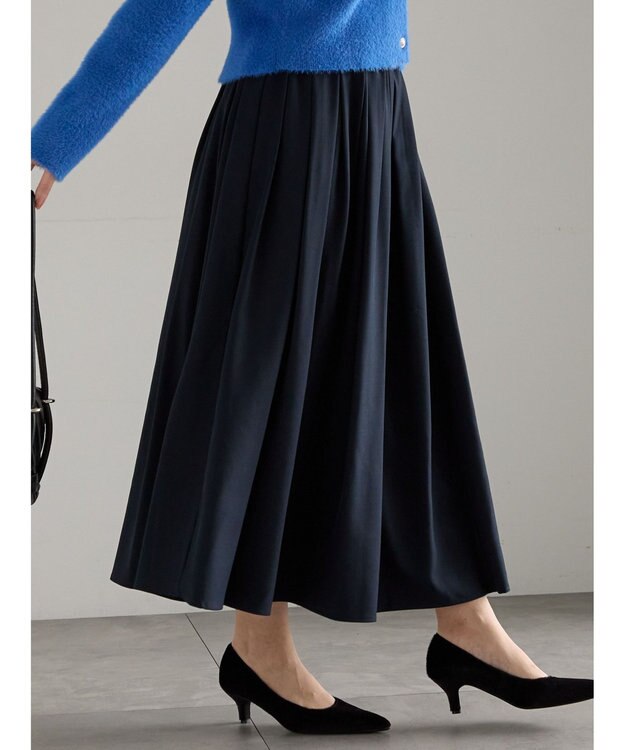 Te chichi フラッフィーツイルタックフレアスカート ネイビー