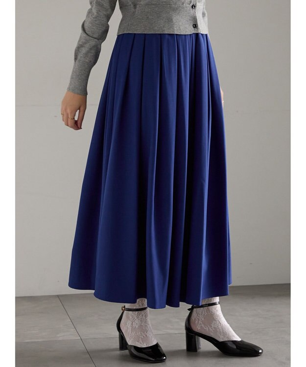 Te chichi フラッフィーツイルタックフレアスカート ブルー