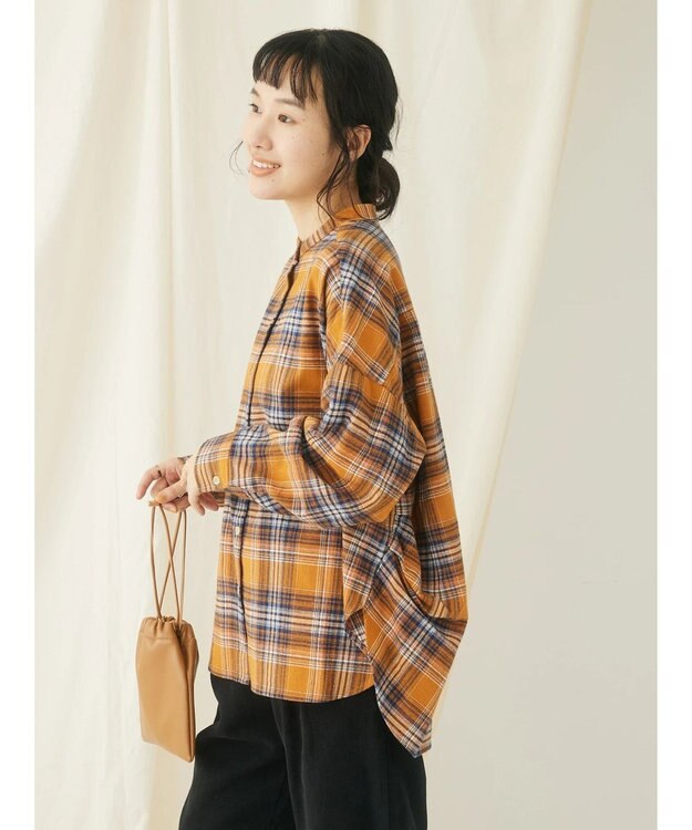 CRAFT STANDARD BOUTIQUE チェックバンドカラーサークルブラウス Yellow